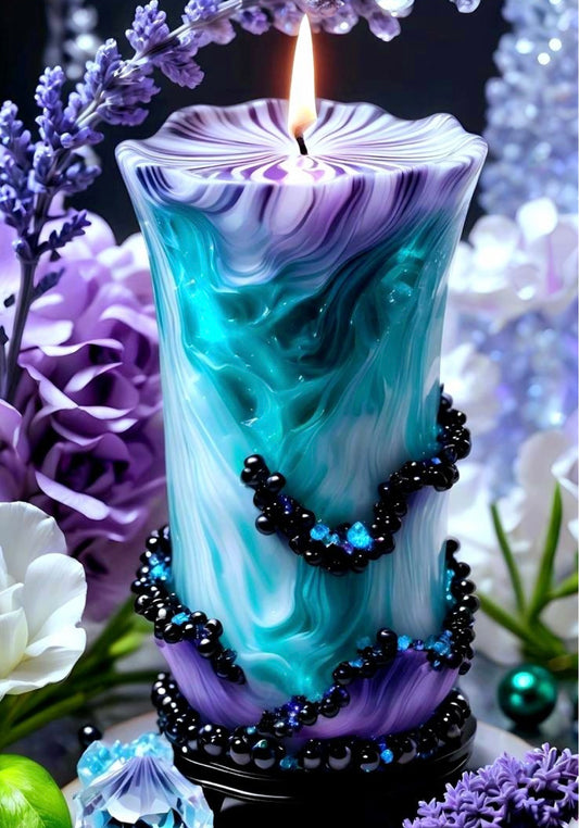 Marbled Pillar Candle